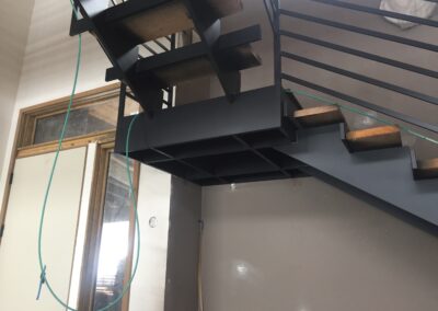 Steel staircase for mountain home in Truckee by Johnson Iron