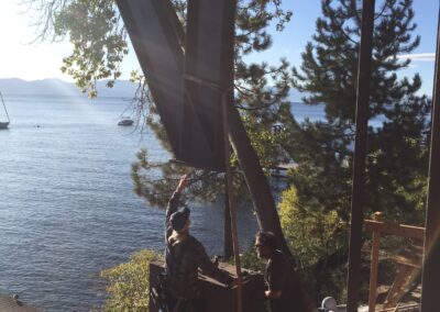 Steel beam erection at Lake Tahoe by Johnson Iron