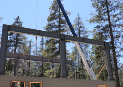 Structural steel building frame fabricated and installed by Johnson Iron in Truckee, CA