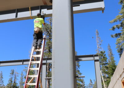 Structural steel beam installation by Johnson Iron in Lake Tahoe