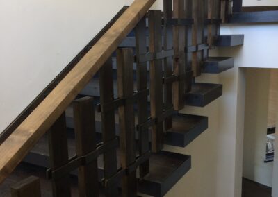 Steel stairs installation by Johnson Iron in Lake Tahoe