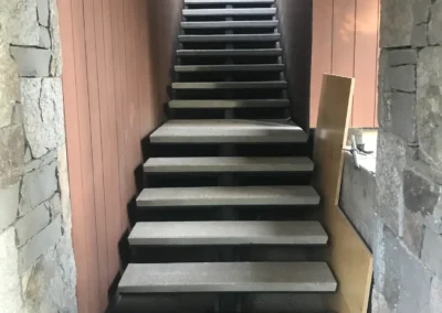 Concrete treads with tube steel stringer staircase by Johnson Iron, Truckee CA