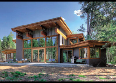 Custom wood-to-steel hardware and structural connections at Donner Lake house by Johnson Iron, Truckee CA