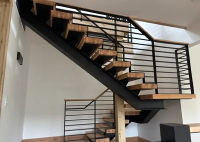 Custom steel railing at Lot 9 project by Johnson Iron, Truckee CA