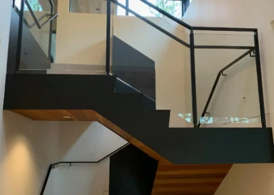 Custom steel staircase for mountain home in Lake Tahoe by Johnson Iron