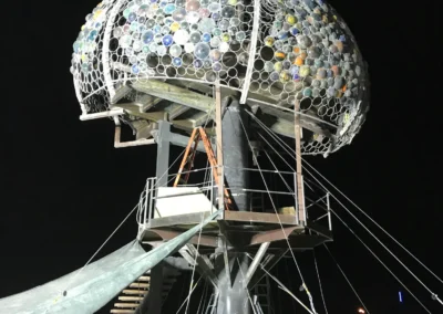 Custom steel dome structure fabricated by Johnson Iron for Burning Man art installation