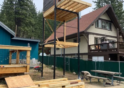 Custom steel tower structure fabricated and erected by Johnson Iron in Lake Tahoe, CA
