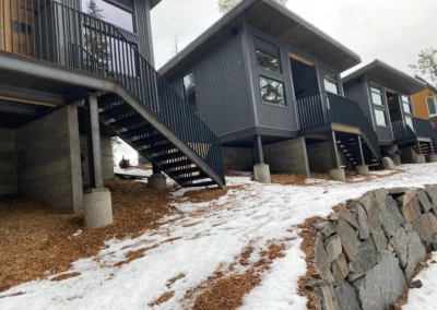 Steel staircase at Frog Lake project by Johnson Iron, Truckee CA 2021